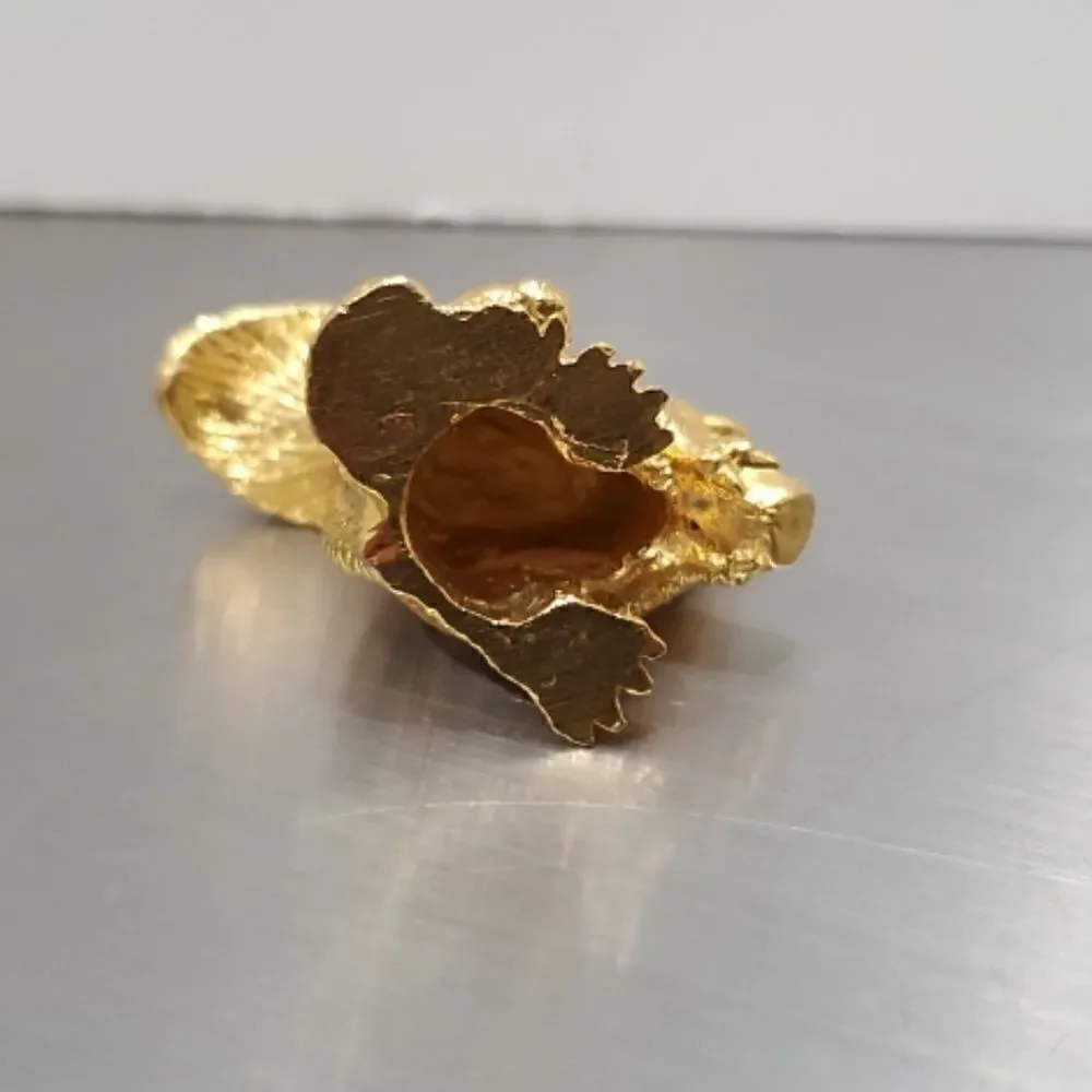 Gold Squirrel Holding Nut Rhinestone Figurine